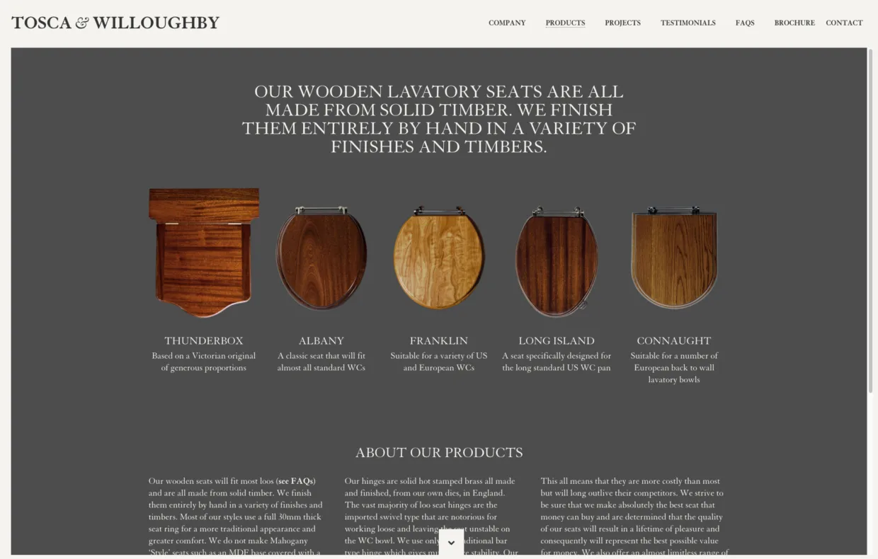 Tosca & Willoughby responsive website design