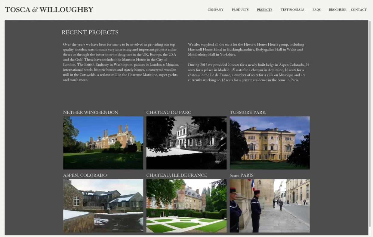 Tosca & Willoughby responsive website design