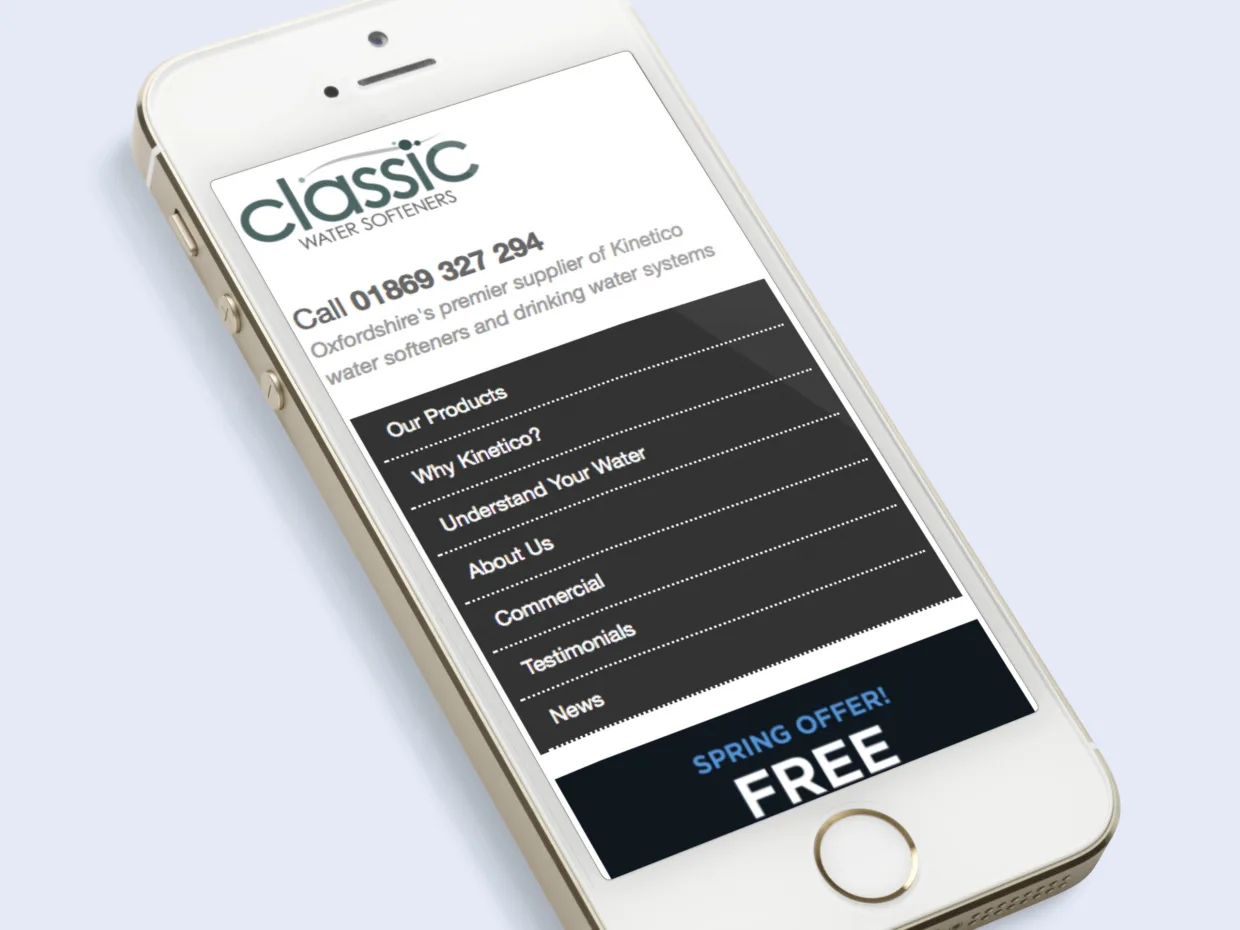 Classic Water Softeners responsive website design