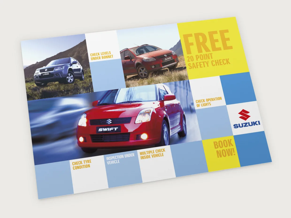 On brand A5 postcard design for Suzuki