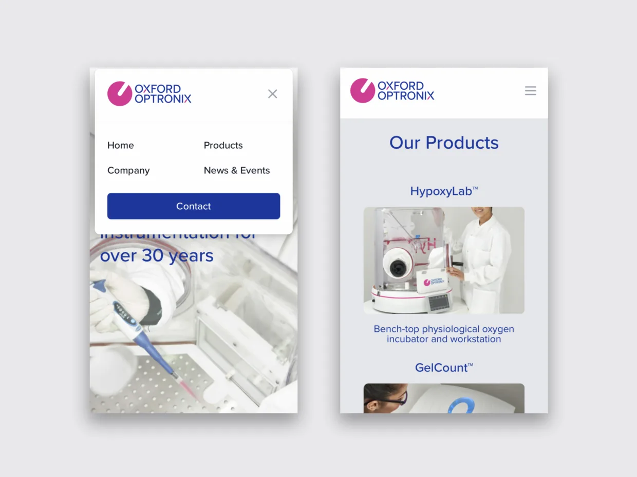 Oxford Optronix responsive website design and build