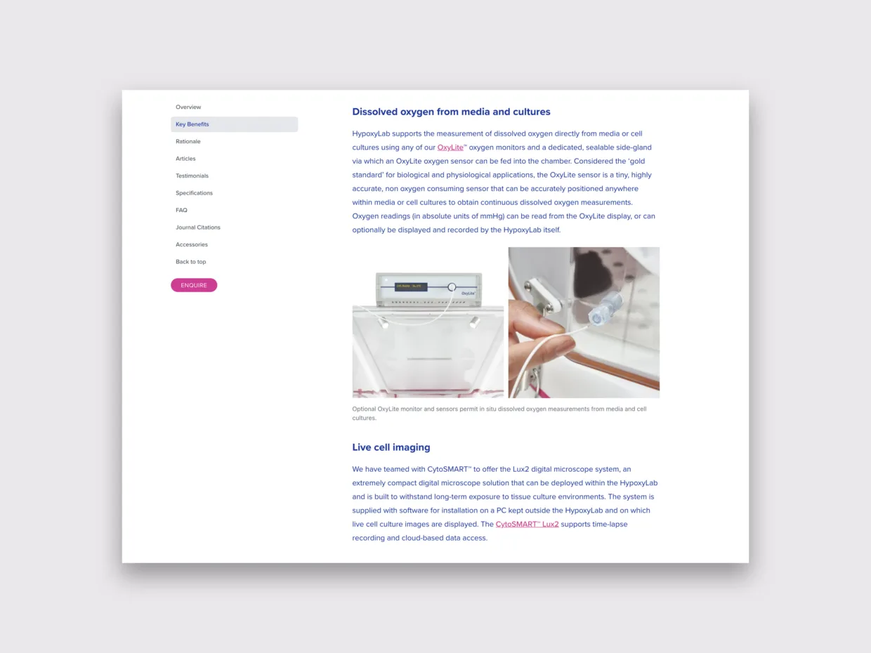 Oxford Optronix website design and build