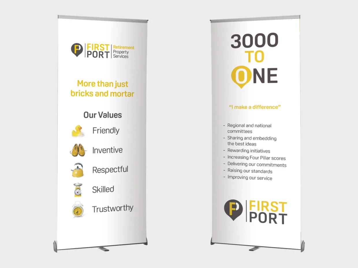 Roller banner design for FirstPort
