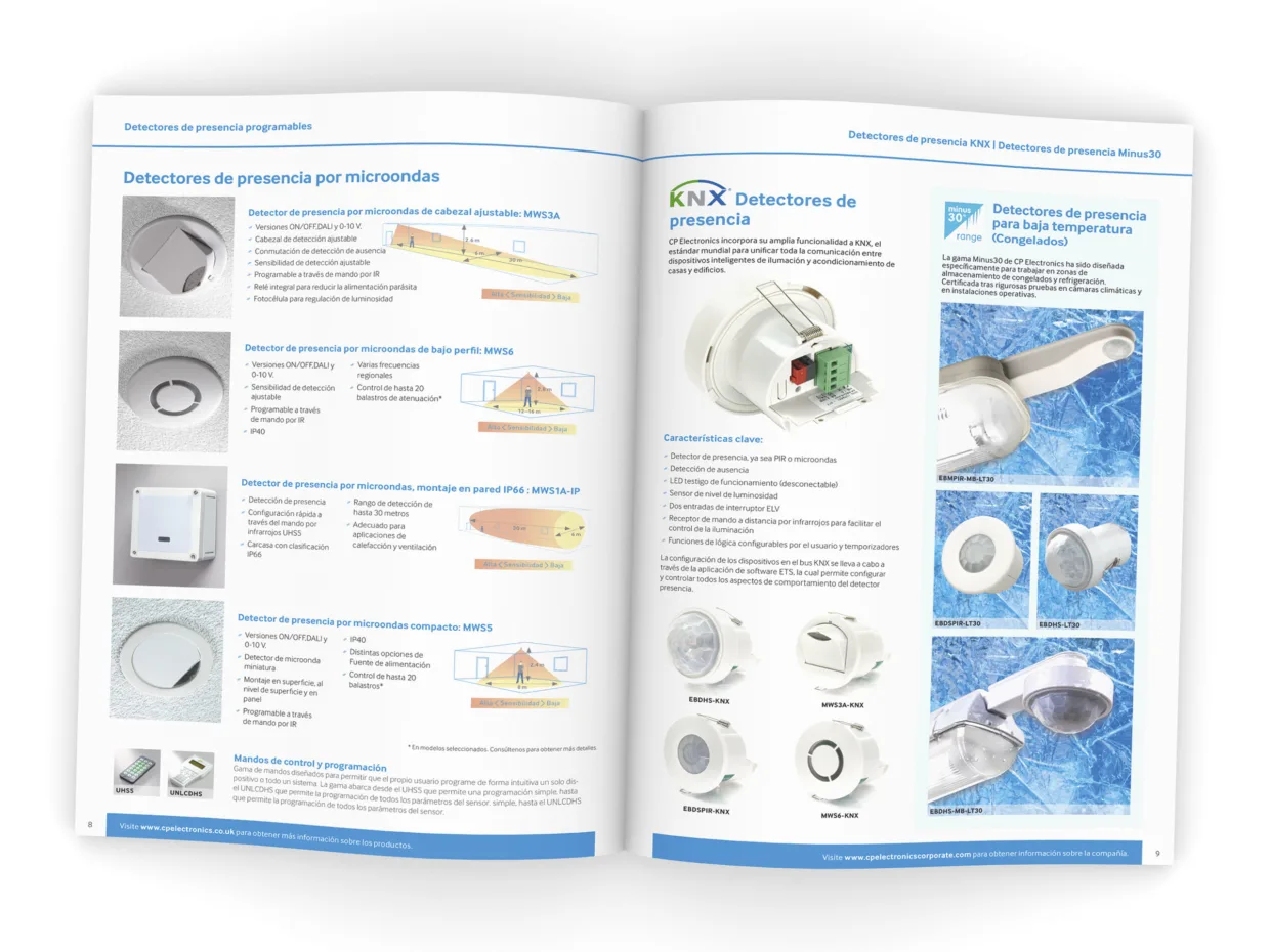 CP Electronics International brochure design and translation in Spanish