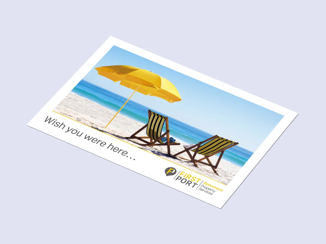 Postcard design for FirstPort Retirement Services