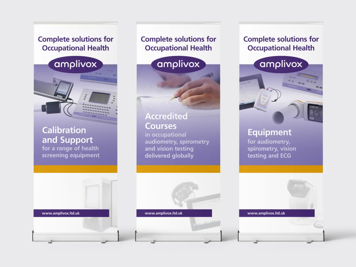 Three 800mm pop-up roller banners