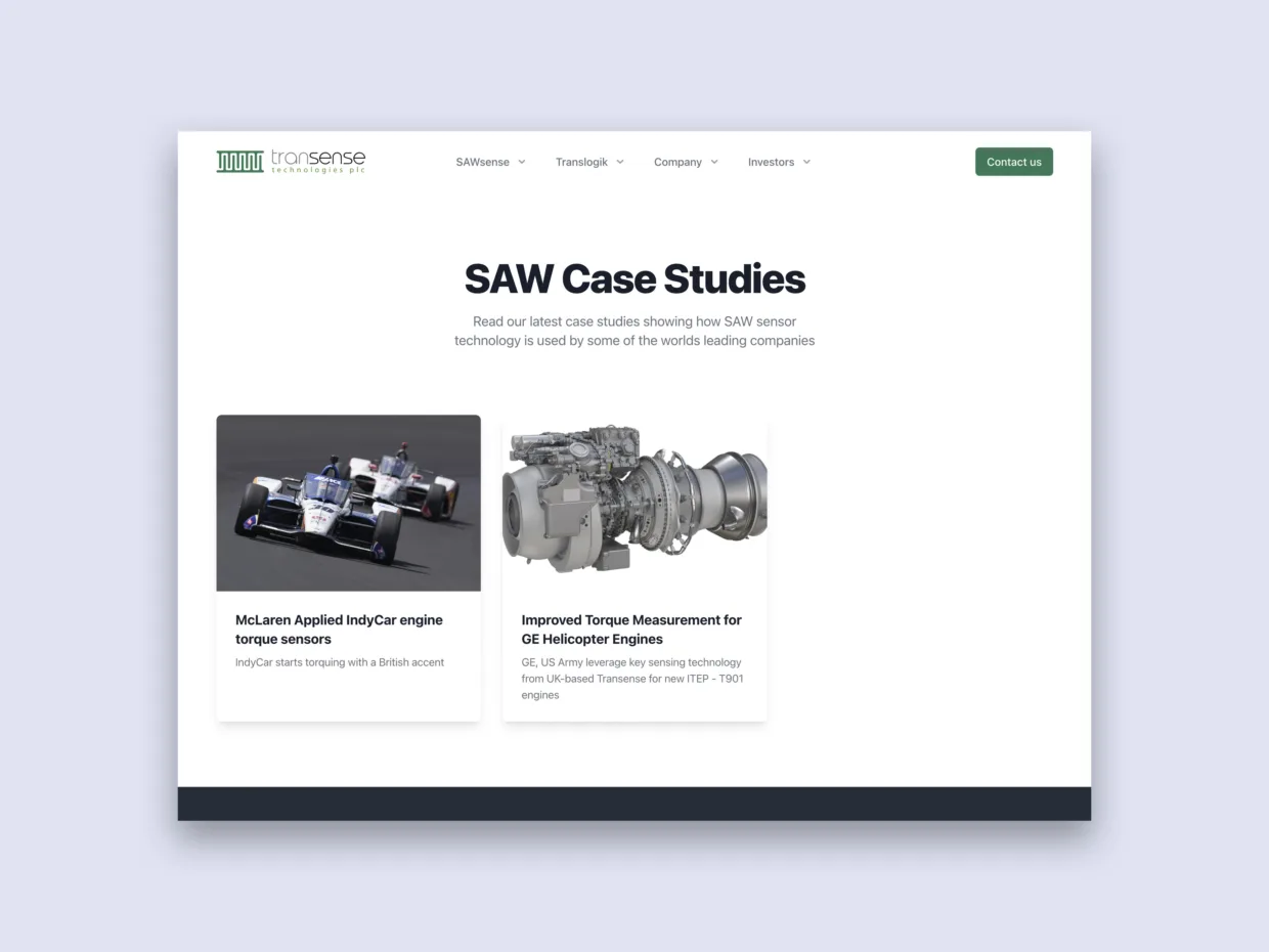 Transense web design