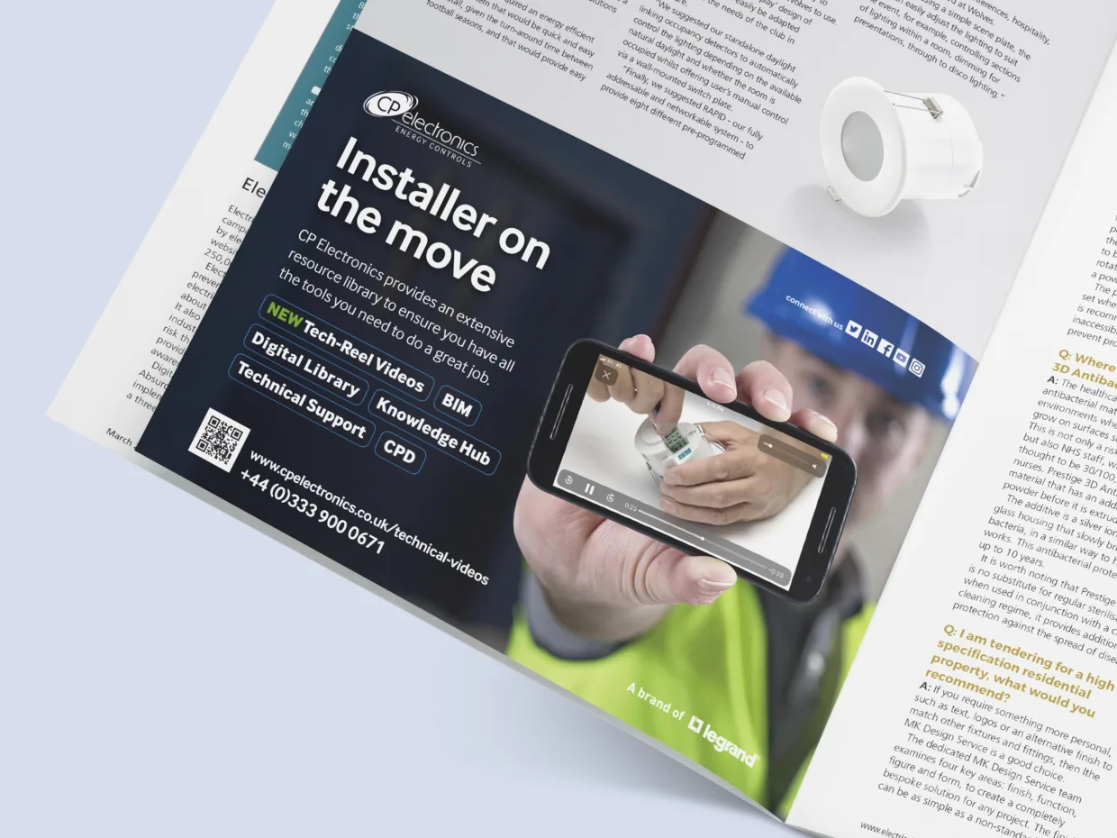 CP Electronics advert design featuring composite photography