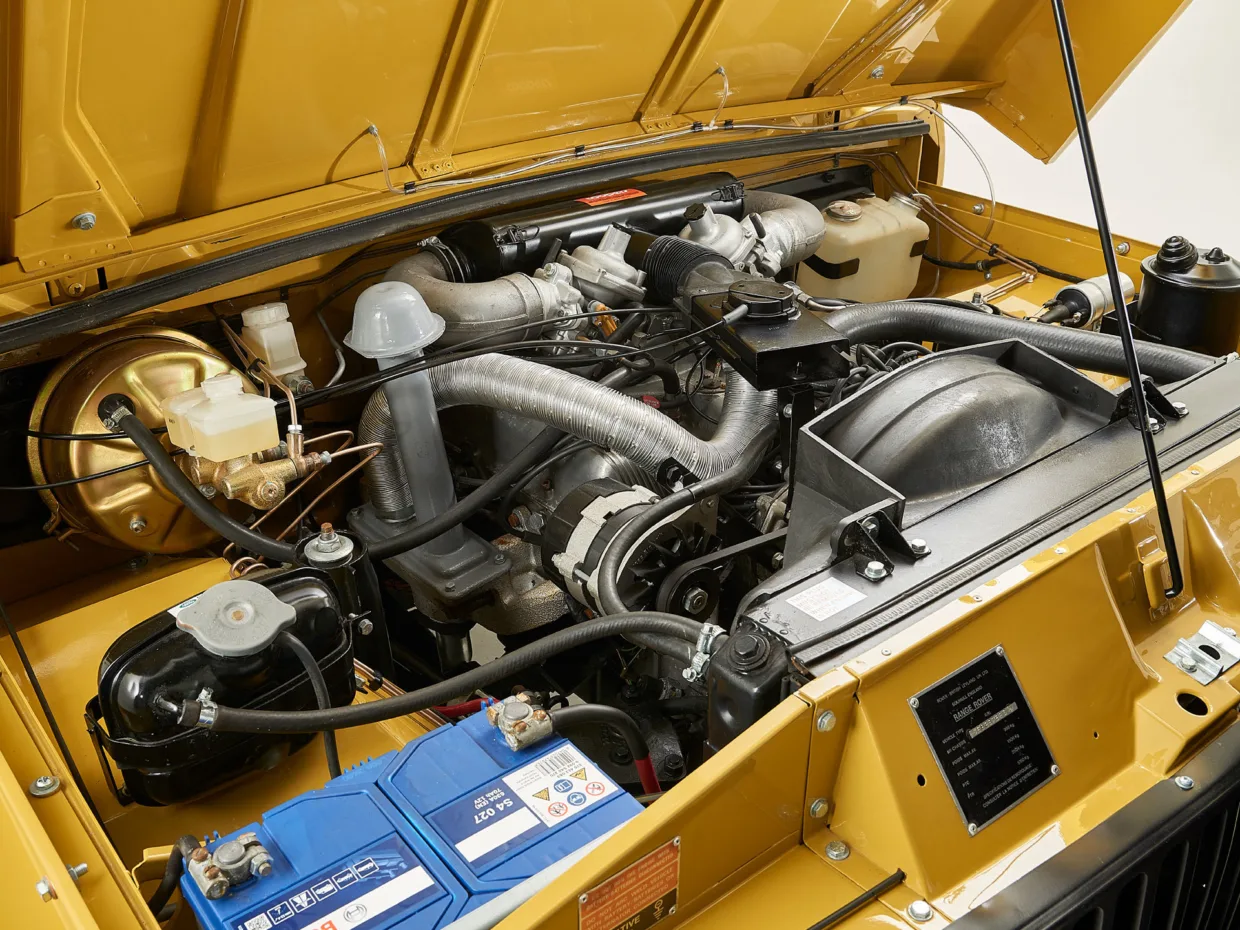Vehicle studio photography, restored Range Rover Classic, engine bay