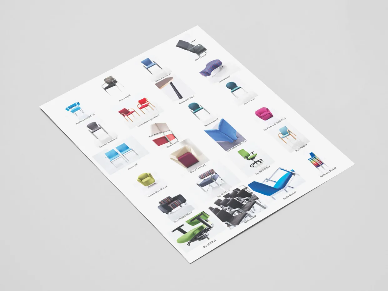 Sky Creations Studio Furniture Photography Contact Sheet