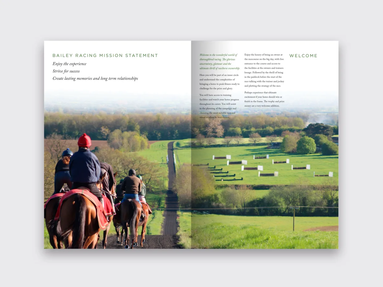Bailey Racing brochure design inside spread