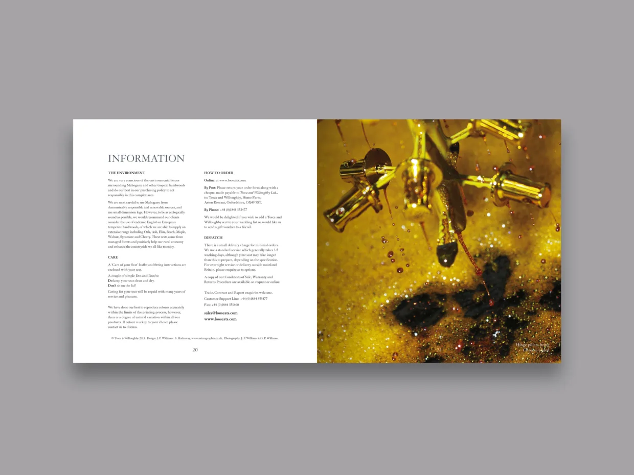 Tosca and Willoughby brochure design internal spread