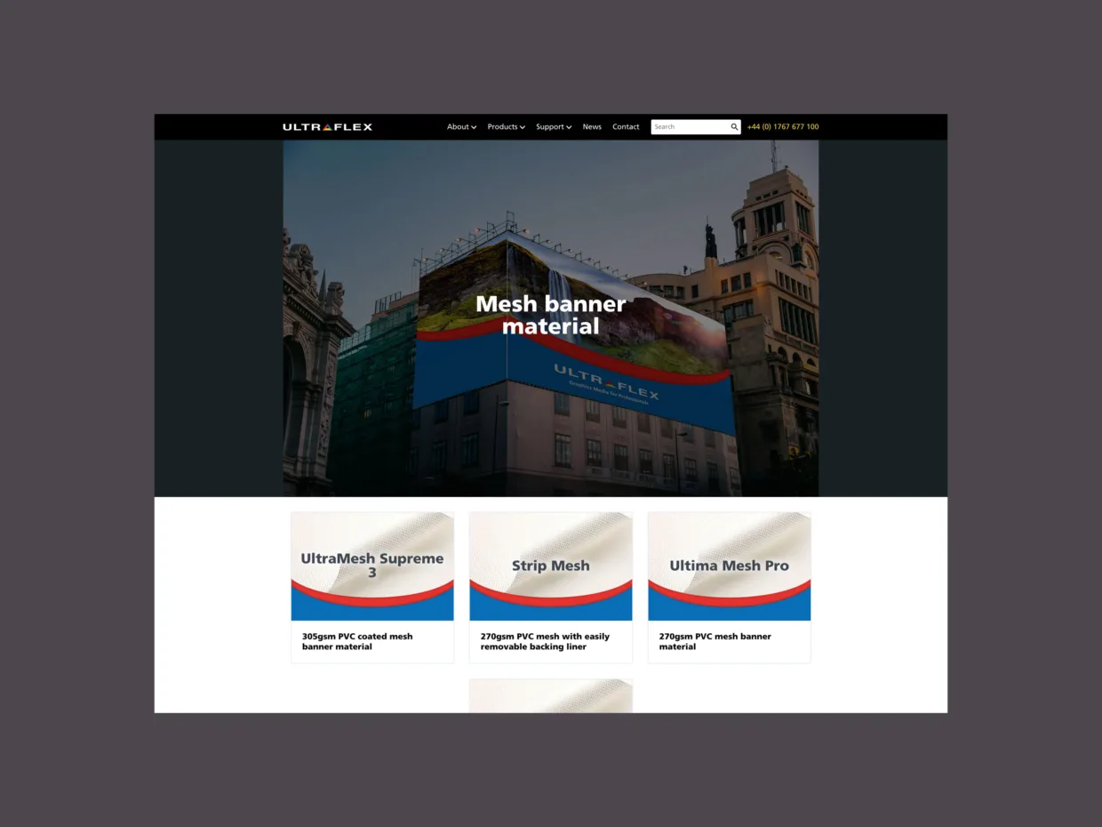 Ultraflex Web Design Product Category Page