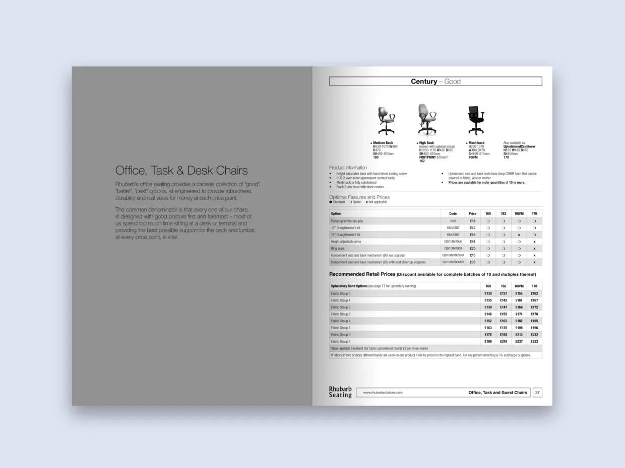 Rhubarb price guide catalogue design spread