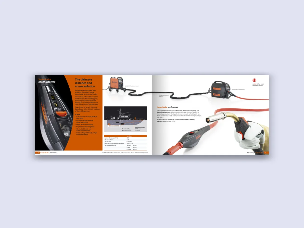Kemppi catalogue spread design