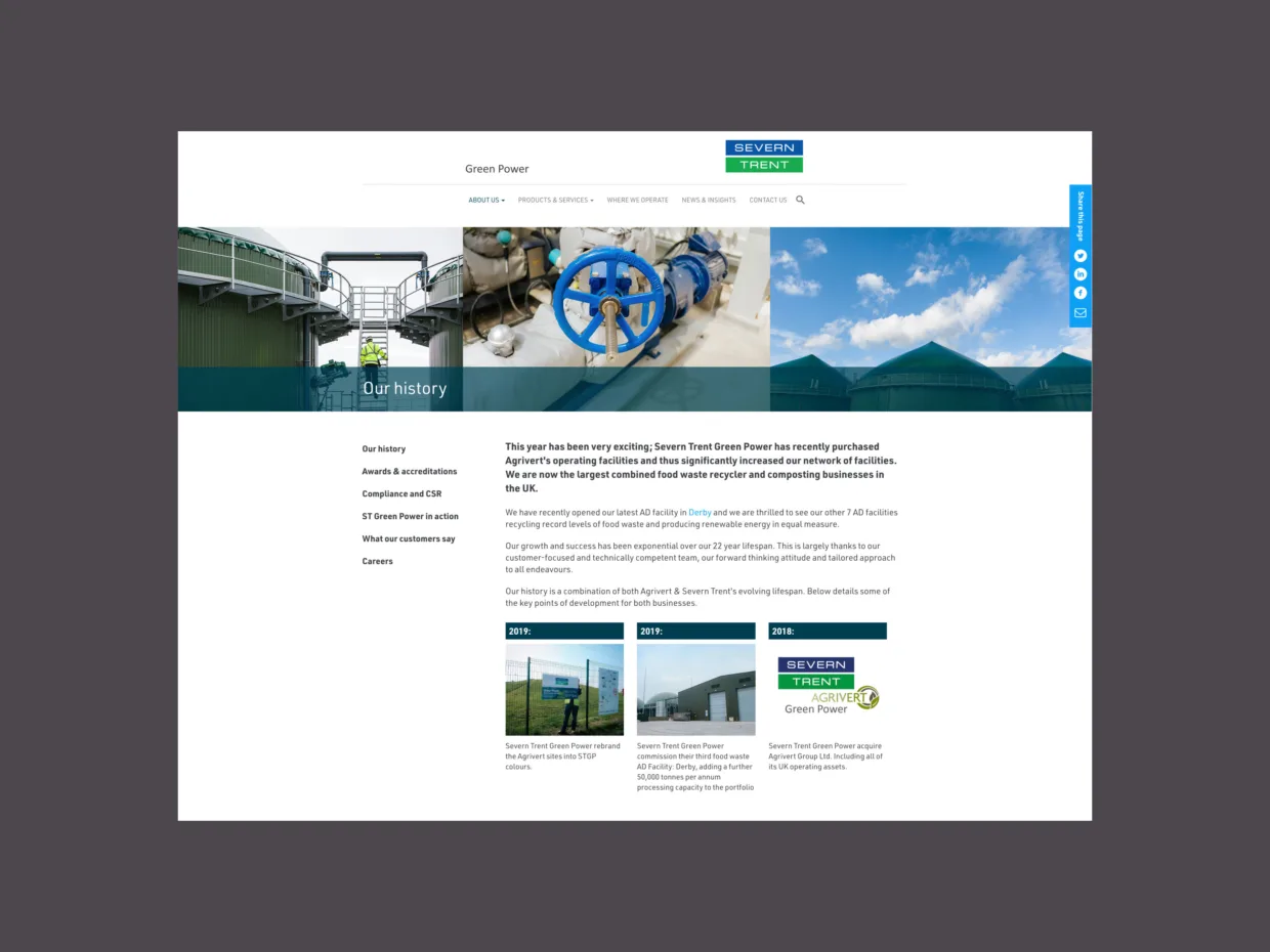Severn Trent Green Power Website Design