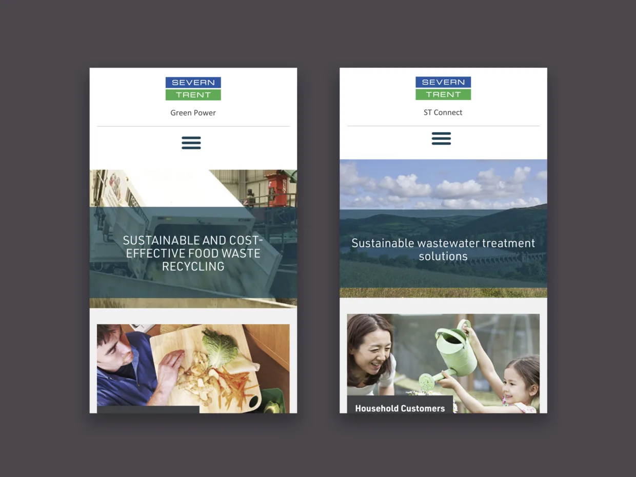 Severn Trent Connect and Green Power Mobile Responsive Web Design