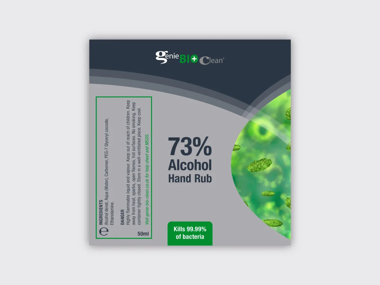 Bio Genie hand bag bottle label