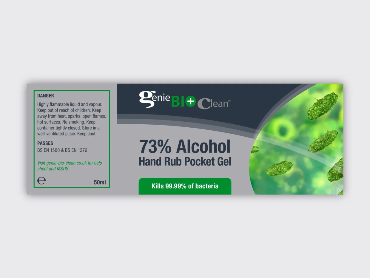 Bio Genie pocket gel bottle label