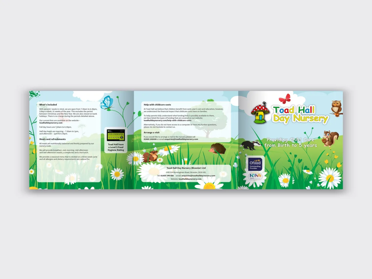Toad Hall brochure design cover spread