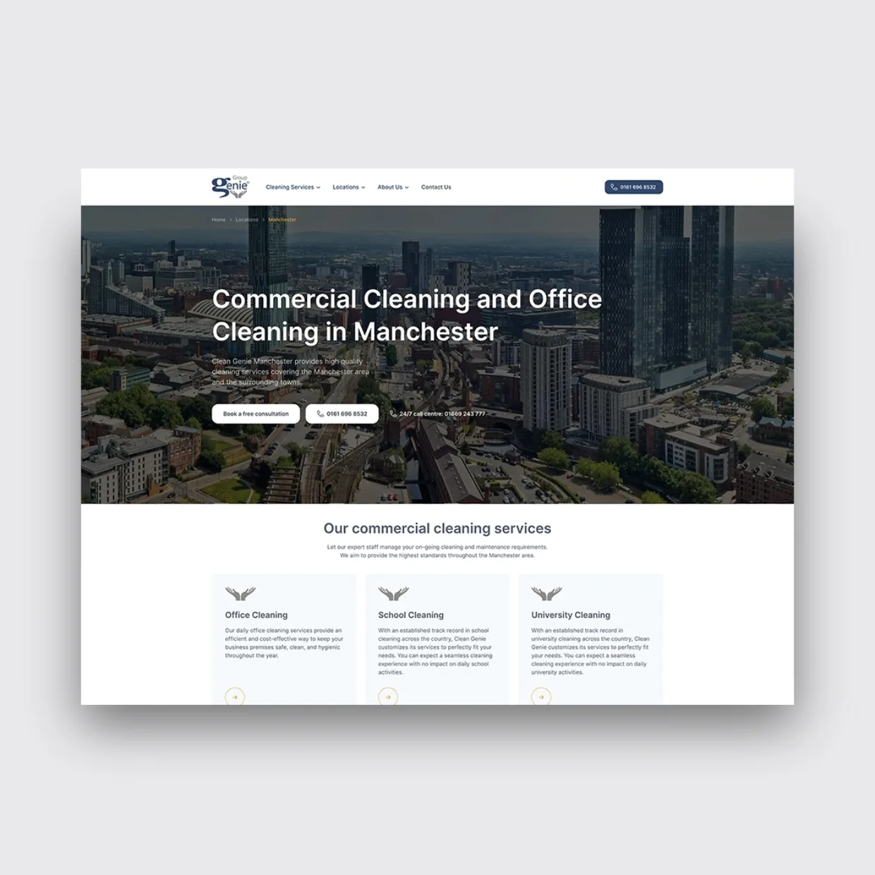 Website design Clean Genie loaction page