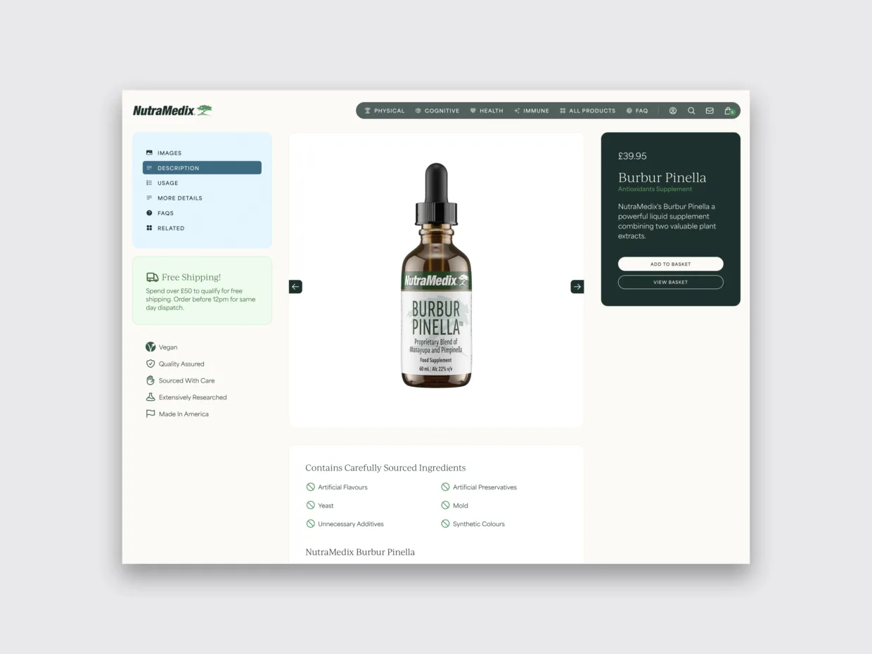 Nutramedix UK eCommerce web design