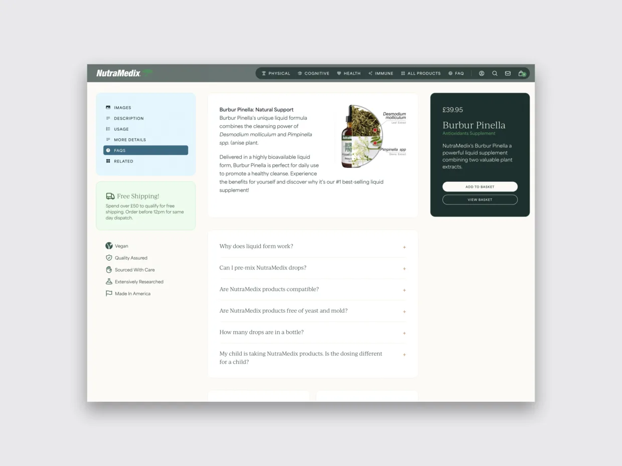 Nutramedix UK eCommerce web design