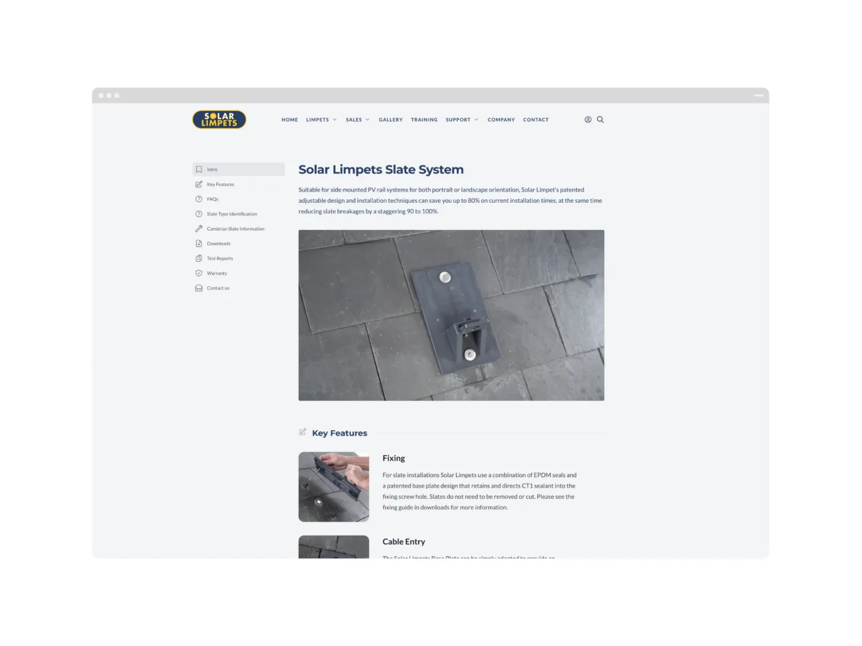 Solar limpets website design 3