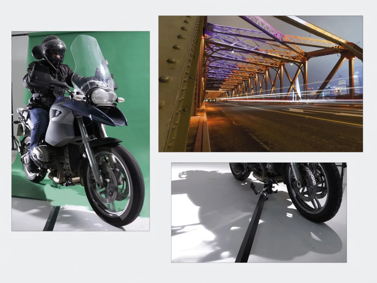 BMW GS 1200 motorcycle studio composite photography