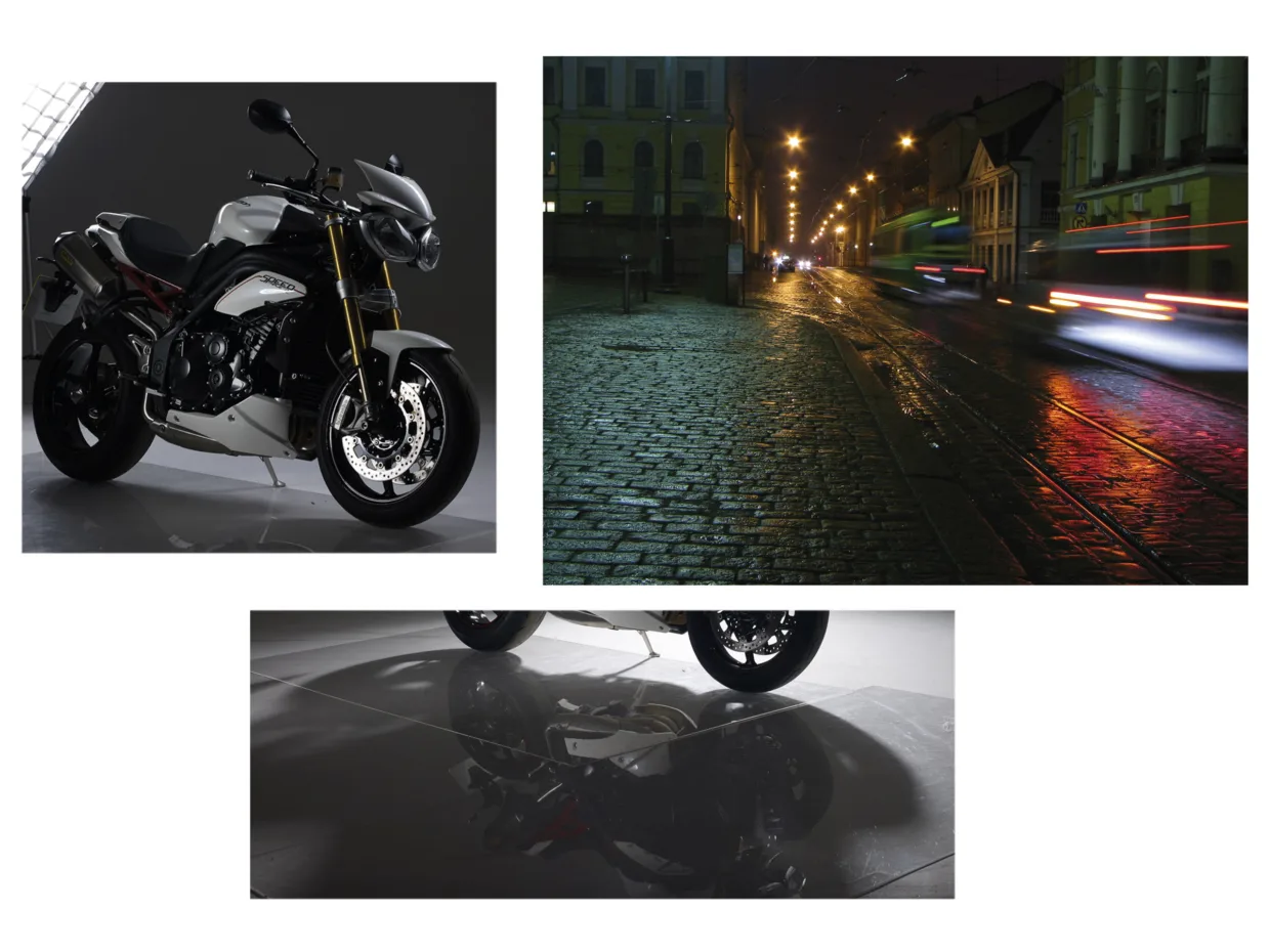 Triumph Speed 3 motorcycle composite photography