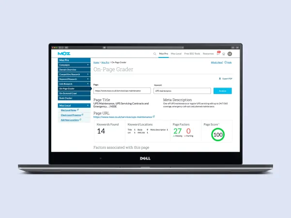 Website SEO Services Moz Page Grader